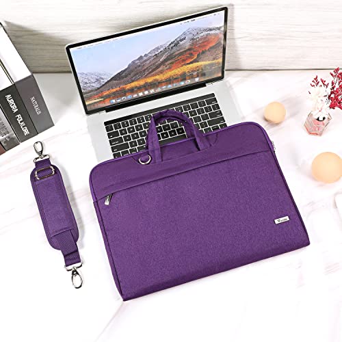 Voova Laptop Case 13 14 15 16 17 Inch with Shoulder Strap, Waterproof Laptop Bag Sleeve Slim Briefcase - color: Purple, size: 13-14 inch