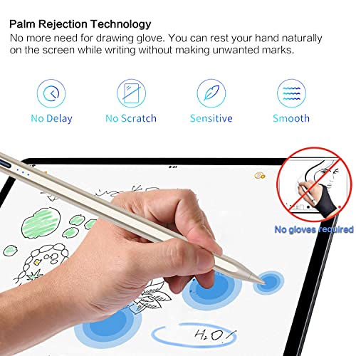 Stylus Pen for iPad 6th-11th Generation, 10 Mins Fast Charge Apple Pencil Compatible with 2018-2025 iPads Pencil, Apple Pen for iPad Pro 11"/12.9"/M4, Air 3/4/5/M2/M3, Mini 5/6 Gen-Starlight - color: Starlight
