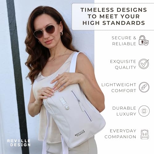 Full Grain Leather Backpack – Minimalist Slim 16L Laptop Backpack for Professionals, Water-Resistant Leather, Designed for 13” Devices, Lightweight Executive Daypack - Cloud White - color: Cloud White