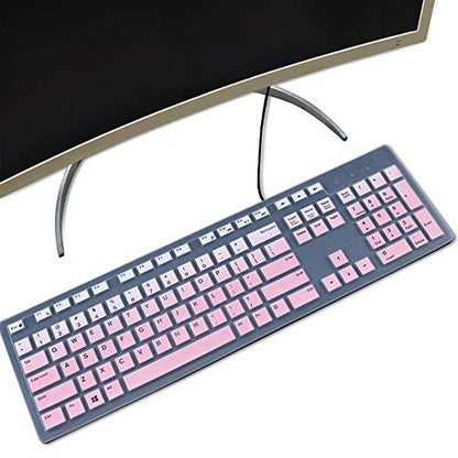 Keyboard Cover for Dell KB216 Wired Keyboard & Dell KM636 Wireless/Dell Optiplex 5250 3050 3240 5460 7450 7050/Dell Inspiron AIO 3475/3670/3477 All-in one Desktop Keyboard Protective Skin, Ombre Pink - color: Ombre Pink