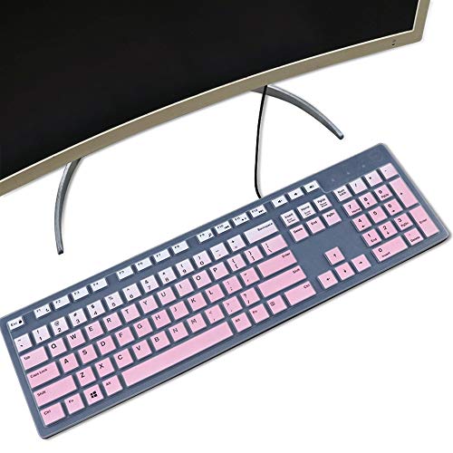 Keyboard Cover for Dell KB216 Wired Keyboard & Dell KM636 Wireless/Dell Optiplex 5250 3050 3240 5460 7450 7050/Dell Inspiron AIO 3475/3670/3477 All-in one Desktop Keyboard Protective Skin, Ombre Pink - color: Ombre Pink