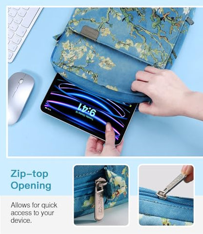 MoKo 13 Inch Tablet Sleeve Bag Carrying Case with Shoulder Strap Handle | Fits iPad Pro 13-inch M5, iPad Air 13-inch M4/M3, iPad Pro 12.9 M2/M1 and Tab S8+/S9+ 12.4, Apricot Flower - color: Apricot Flower, size: 12.9 inch