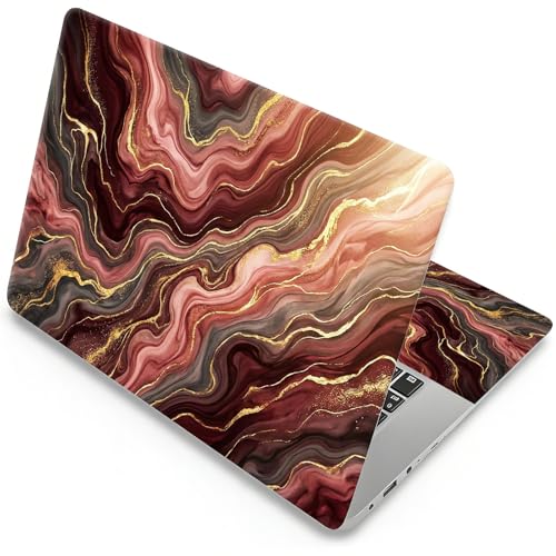 Universal Laptop Skin, DIY Cut-to-Fit Vinyl Cover Compatible with HP, Dell, Lenovo, Mac (13.3" to 15.6"), Anti-Scratch, No Residue & Bubble-Free Protective Decal Sticker, Burgundy Gold Marble - color: Burgundy Gold Marble