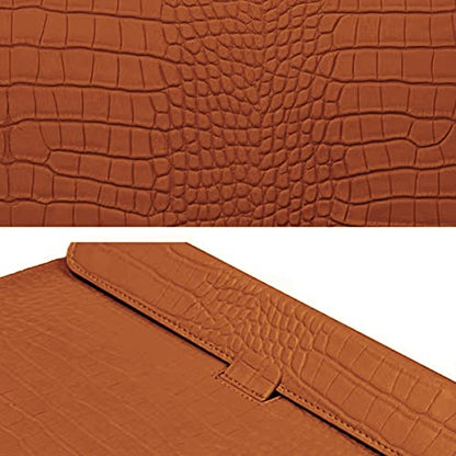 Laptop Sleeve with Stand, Crocodile Grain PU Leather Flap Bags for 2023-2026 MacBook Air 15 inch A3448 A3241 M5 M4 M3 M2 Pro 16 M1 A2485 2019-2026 Notebook Bag Pro Retina 15 2012-2019, Brown - color: Brown