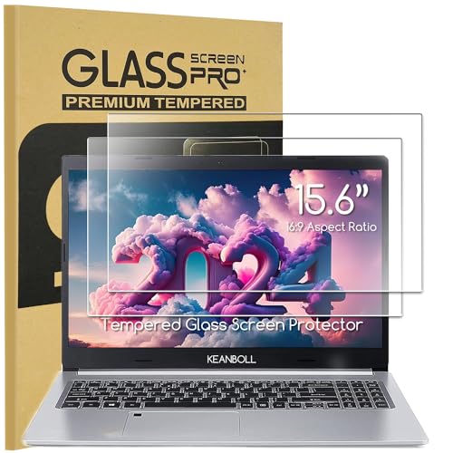 2-Pack Tempered Glass Screen Protector for HP Laptop 15.6, HP Pavilion/Envy 15.6, Dell Inspiron 15, Lenovo Ideapad 15, Acer Aspire 5, Chromebook 15.6 & Other 15.6“ 16:9 Laptop (345x194mm/ W x H)