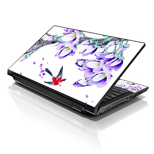 LSS Laptop 15 15.6 Skin Cover with Colorful Bird Floral Pattern for HP Dell Lenovo Apple Asus Acer Compaq - Fits 13.3" 14" 15.6" 16" (2 Wrist Pads Free) - color: Bird Floral Pattern, size: 13" - 16"