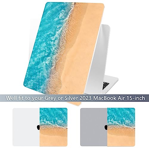 Batianda Case for MacBook Air 15" with M5 M4 M3 M2 Chip, Turquoise Shore | 4-in-1 Set with Turquoise Beach Aerial Design,Lightweight Slim Hard Shell Protection For Vacation Lovers and Coastal Dreamers - color: Beach