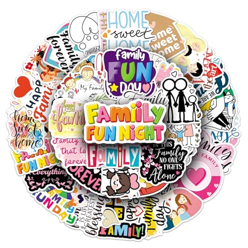 50Pcs Family Themed Stickers, Inspirational Home Sweet Home Vinyl Decals for Water Bottles, Laptops, Journals, Scrapbooks & Gifts (Family) - color: Family