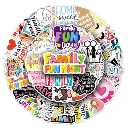 50Pcs Family Themed Stickers, Inspirational Home Sweet Home Vinyl Decals for Water Bottles, Laptops, Journals, Scrapbooks & Gifts (Family) - color: Family