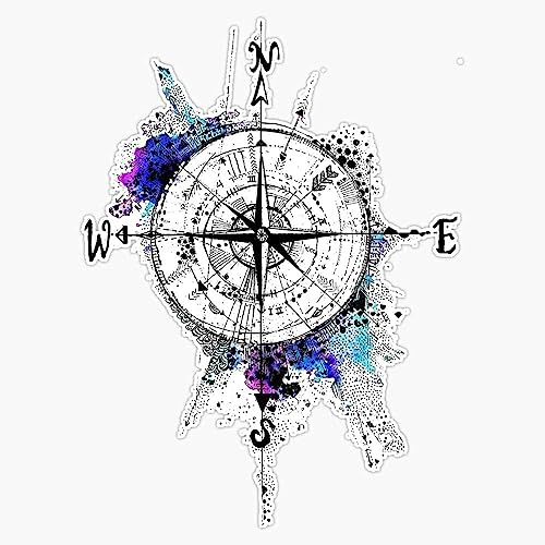 STICKY DUDE Compass Sticker, 8 Inches - Vinyl Waterproof Sticker Decal for RV Car Laptop Wall Window Bumper - size: 8in