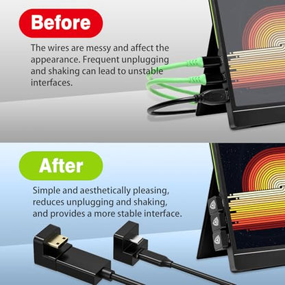 AGVEE 180 Degree USB-C to C Adapter & U-Shaped Mini HDMI to HDMI Converter | Angled HDMI 2.0 4k@60HZ Coupler Extender Extension Adaptor Accessories for Portable Display Monitor - size: 1 Pack Short Side Inward