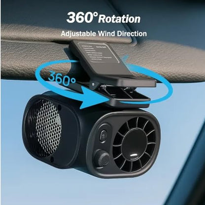 Car Clip on Fan with LED Display, Backseat Fan, USB Rechargeable Powerful Cooling Fans, 360° Rotation, 100 Speeds Adjustable, USB Rechargeable, 2025 New Clip on Fans for Car (White)