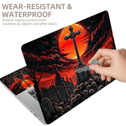 Universal Laptop Skin Sticker for 12/13/14/15.6 Inch Laptops, Reusable Vinyl Laptop Decal Cover, Waterproof Scratch Resistant Notebook Skin with 2 Wrist Pads,Crossed Skulls - color: Crossed Skulls