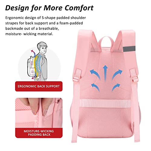 MAXTOP Deep Storage Laptop Backpack Business Anti-theft Backpacks[Water Resistant] College Computer Bookbag Fits 16 Inch Laptop - color: Light Pink, size: 15.6 inch, style: Daypack Backpacks