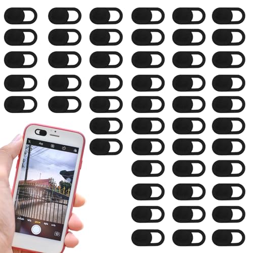 50 PCS Webcam Cover Slide, 0.023 Inch Ultra-Thin Universal Web Camera Cover for Laptop, Computer, Phone–Secure Privacy with Smooth-Sliding Camera Cover(Black) - color: Black