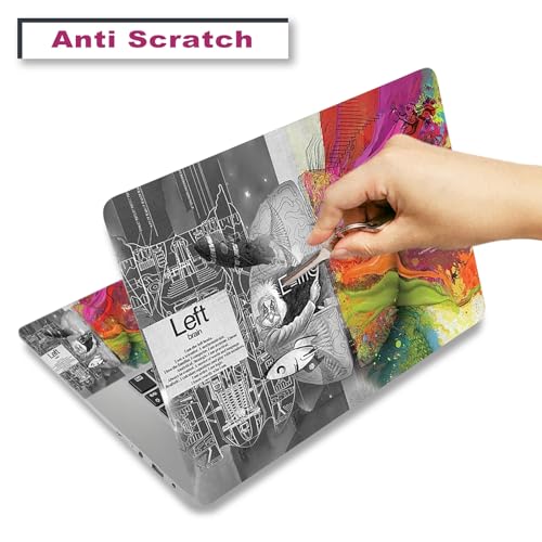 Laptop Decal Sticker Skin Cover, 11.6”12" 13" 13.3" 14" 15" 15.4" 15.6 Laptop Netbook Vinyl Skin Sticker Cover Art Notebook PC Protector (2 Wrist Pad Included), Removable Reusable, Right & Left Brain - color: Right & Left Brain
