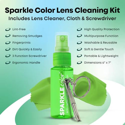 Sparkle Anti-Reflective Safe Lens Cleaner & Repair Kit – (2) 1oz Glasses Cleaner Spray, (2) Microfiber Cloth & Keychain Screwdriver for Eyeglasses, Sunglasses, Lenses & Screens (5 Piece Set) - style: Green | 2x1oz Lens Spray + 2 Microfiber Cloths + 1 Scre