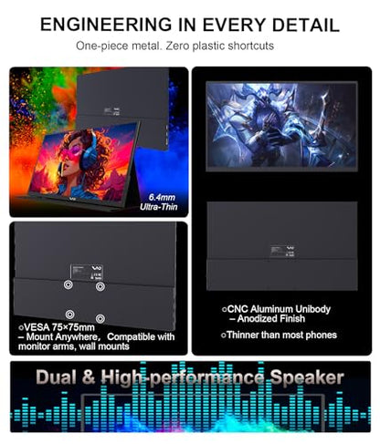 LB M18 Portable Monitor 18.5 Inch 1080P FHD IPS 100Hz External Screen, USB-C & HDMI Travel Display with Protective Folio Dual Speakers for Laptop, Mac, Phone, PC - size: M18 (18.5")