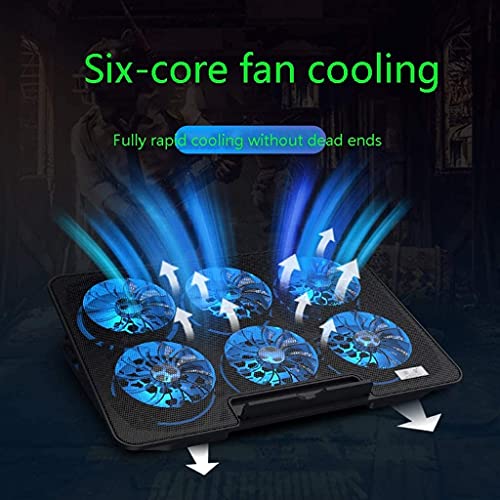 Notebook Cooler Laptop Cooling Pad 12-17.2 Inch Gaming Laptop Cooler Cooling Pad 6 Fans and 2 USB, 2400 RPM Strong Wind Designed for Gamers and Office Gaming Cooling Pad (Color : Black)