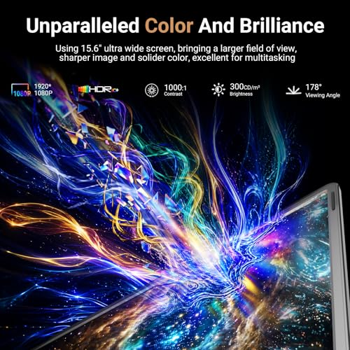 LXU 15.6" Laptop Screen Extender Monitor Portable | FHD 1080P, Triple Extended Monitor, Not compatible with MacOS M1, M2, M3, for 12~17.3" Laptops, Multitasking, Travel