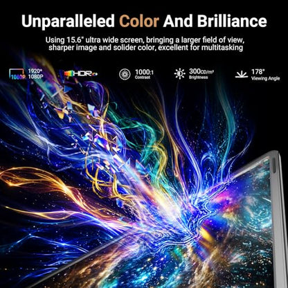 LXU 15.6" Laptop Screen Extender Monitor Portable | FHD 1080P, Triple Extended Monitor, Not compatible with MacOS M1, M2, M3, for 12~17.3" Laptops, Multitasking, Travel