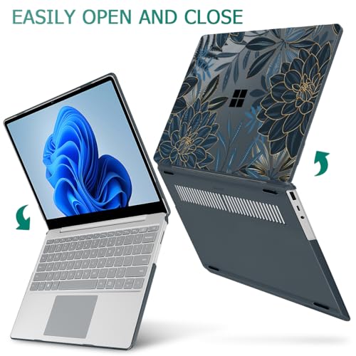 Mektron 2023 Microsoft Surface Laptop GO 3 Case 12.4" Compatible with Go 2/1 Laptop Cover 2022-2020 Releases Model 1943/2013 Plastic Hard Shell Case with Screen Protector, Dahlia Flower C035 - color: Dahlia Flower C035