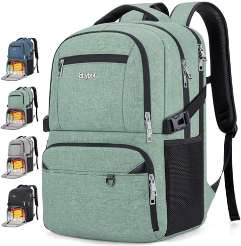 Insulated Lunch Backpack Fit 17" Laptop with Cooler Compartment | 2 In 1 Work Backpack with Lunch Box, Lunch Compartment, Water-Resistant, Lightweight, College Couputer Bag, Men & Women - color: Green