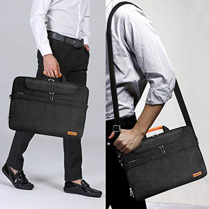 DOMISO 14 Inch Laptop Bag, Waterproof Business Briefcase Computer Messenger Shoulder Bag with Strap for Macbook Pro Air/Lenovo IdeaPad/Acer Aspire/HP/Dell XPS 15/ASUS/MSI, Black - color: Black, size: 14 Inch