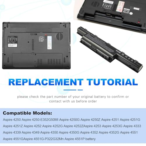 Laptop Battery for Acer AS10D31 AS10D51 Aspir 4741 5253 5251 5336 5349 5551 5552 5560 5733 5733Z TravelMate 5740 5735 5735Z 5740G Gateway NV55C NV50A NV53A NV59C [6 Cells/58WH] - size: 8.84x2.94x1.13inch 4741