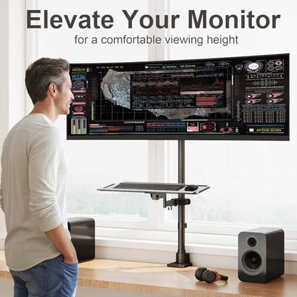 Monitor-Arm Ultrawide Heavy Duty 24-57'' - Extra Tall Aluminum Single Monitor Mount Holds up to 59.4lbs, Adjustable Desk Mount Stand, VESA 75/100 mm, Black - size: Extra Tall