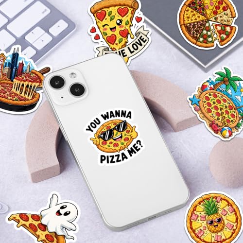 18pcs Pizza Stickers Pack, Cute Cartoon Graffiti Vinyl Waterproof Decals for Water Bottle,Laptop,Phone,Skateboard,Scrapbooking,Bumper for Party Supply - color: Pizza