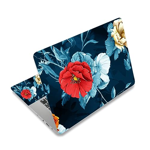 Laptop Skin Sticker Decal,12" 13" 13.3" 14" 15" 15.4" 15.6 inch Laptop Skin Sticker Cover Art Decal Protector Notebook PC (Red Blue Flowers) - color: Red Blue Flowers