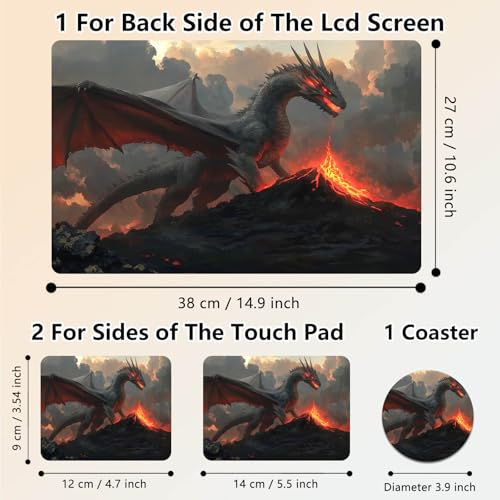 Laptop Skin Sticker Decal 15.6 Inch,12 13 13.3 14 15 15.6 in Laptop Netbook Skins for Notebook,Art Decal Removable Waterproof Scratch Resistant,Universal Vinyl Cover,Fire Dragon Black - color: Fire Dragon Black