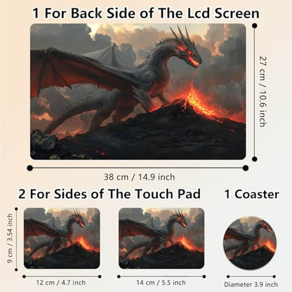 Laptop Skin Sticker Decal 15.6 Inch,12 13 13.3 14 15 15.6 in Laptop Netbook Skins for Notebook,Art Decal Removable Waterproof Scratch Resistant,Universal Vinyl Cover,Fire Dragon Black - color: Fire Dragon Black