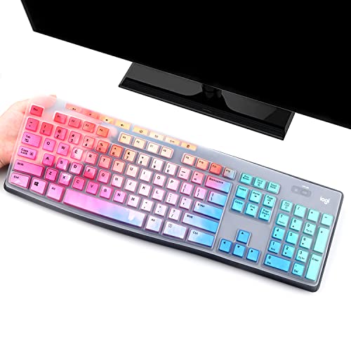 Keyboard Cover Skin Protector for Logitech MK295 MK275 MK270 Wireless Keyboard, Logitech K200 K260 K270 K275 K295 MK200 MK260 Ultra Thin Desktop PC Silicone Keyboard Cover-Colorful - color: Colorful