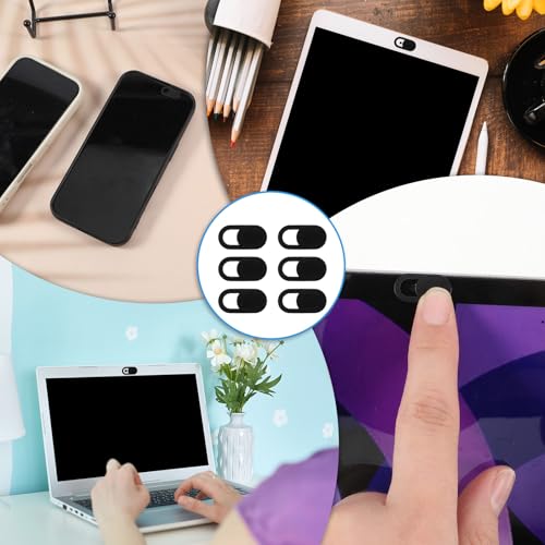 150 Pcs Webcam Cover Slide, 0.023 Inch Ultra-Thin Universal Laptop Phone Camera Cover for Laptop, Computer, Phone Privacy Protection and Security Black