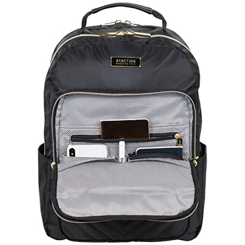 Kenneth Cole REACTION Chelsea 2-Piece Bundle - 17" 4-Wheel Spinner Underseat Carry-On Luggage & Matching 15" Laptop Backpack, Black - color: Black, size: 2pc Bundle (Underseater+Backpack)