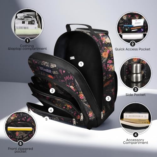 20" 2-in-1,Wheeled Travel Luggage Bag w/Telescopic Handle | Rolling Travel Luggage w/2 Wheels,Trolley Suitcase,Spacious Storage Design,2561-20''-Floral - color: JH-2561-Floral-20