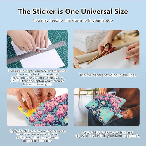 Universal Laptop Skin Sticker with 2 Wrist Pad Skins, Waterproof Scratch Resistant Vinyl Laptop Cover Decal, Cut to Fit for 11–15.6 Inch MacBook HP Dell Lenovo, Pink Tree Skull - color: Pink Tree Skull