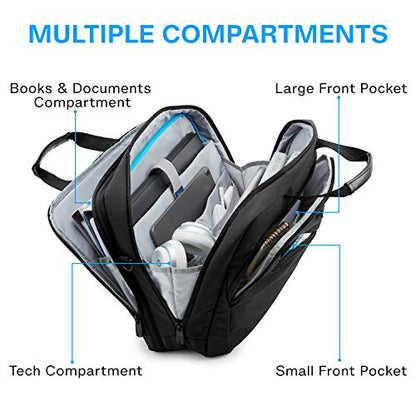 BAGSMART 18 Inch Laptop Bag Expandable Briefcase Computer Bag Men, Black | Women Laptop Shoulder Bag, Work Bag Business Travel Office - color: Black-18.4 Inch