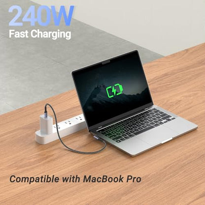 USB 4 Cable Right Angle 1FT 2 Packs, 240W, 40Gbps, 8K Video Monitor | Short USB C Cable, 12 inch 5A Fast Charging 90 degree, High Speed Data Transfer, Single 8K or Dual 4K Video Display - size: 240w - 1ft, 1ft