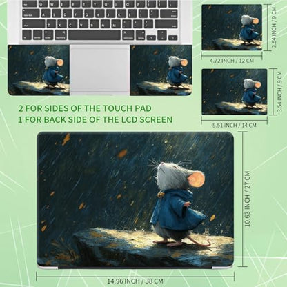Laptop Skin Sticker Decal, Universal Protective Cover Fit 12 13 14 15.6 Inch Notebook, Reusable Water-Resistant Vinyl Decal w/ 2 Wrist Pads for Business Travel Office, Hamster Raindrops - color: Hamster Raindrops