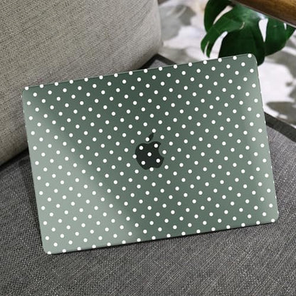 MEEgoodo for M5/M4/M3/M2 MacBook Air 15 inch Case 2026 2025 2024 2023, Case Fit Model (A3448/A3241/A3114/A2941) for MacBook Air 15.3 inch, White Polka Dots & Midnight Green - color: White Polka Dots & Midnight Green