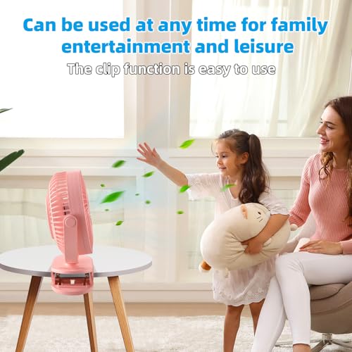Clip on Fan Rechargeable, 8-Inch Battery Operated Desk Fan, USB Fan, 5Speeds, Strong Airflow, Sturdy Clamp for Golf Cart Office Desk Outdoor Travel Camping Tent Gym Treadmill,Pink - color: Pink
