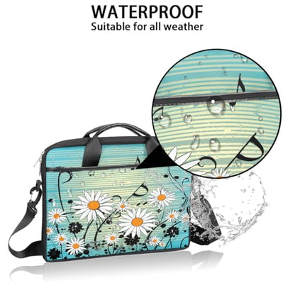 Laptop Shoulder Bag for Women Men, Waterproof Computer Case Messenger Bag Briefcase for Business Office Travel - color: Music Notes Daisy Flower