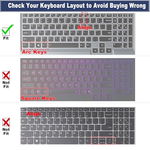 Keyboard Cover Skin for Lenovo Legion 5 5i 5p 5pi 7 7iGen 9/8/7/6 15.6" 16" 17.3", Legion Pro 5/5i 7 7i 16" Gen 9/8/7/6, Legion Slim 5 5i 7 7i 15.6 16 Gen9/8, LQQ 15.6" 16" Gen 9/8, US Layout - color: Black