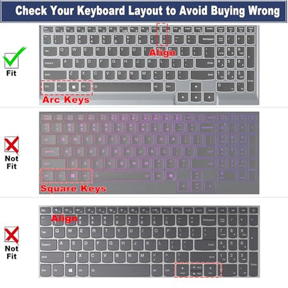 Keyboard Cover Skin for Lenovo Legion 5 5i 5p 5pi 7 7iGen 9/8/7/6 15.6" 16" 17.3", Legion Pro 5/5i 7 7i 16" Gen 9/8/7/6, Legion Slim 5 5i 7 7i 15.6 16 Gen9/8, LQQ 15.6" 16" Gen 9/8, US Layout - color: Black
