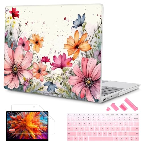 Mektron Case for 13.5" Microsoft Surface Laptop 5/4/3 with Metal Palm Rest Model 1951/1868, 2019/2021/2022 Release Plastic Hard Shell Cover with Screen Protector + Keyboard Cover, Colorful Floral - color: Colorful Floral
