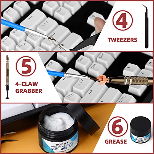 RUNJRX Keyboard Lube Kit GPL 205G0 0.53oz/15g for Mechanical Keyboard Lube, Switch Opener for MX Kailh,Keyboard Tools with Keycap Puller - style: Lube Kit-C