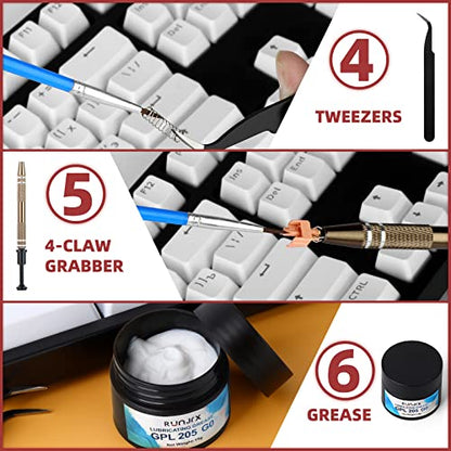 RUNJRX Keyboard Lube Kit GPL 205G0 0.53oz/15g for Mechanical Keyboard Lube, Switch Opener for MX Kailh,Keyboard Tools with Keycap Puller - style: Lube Kit-C